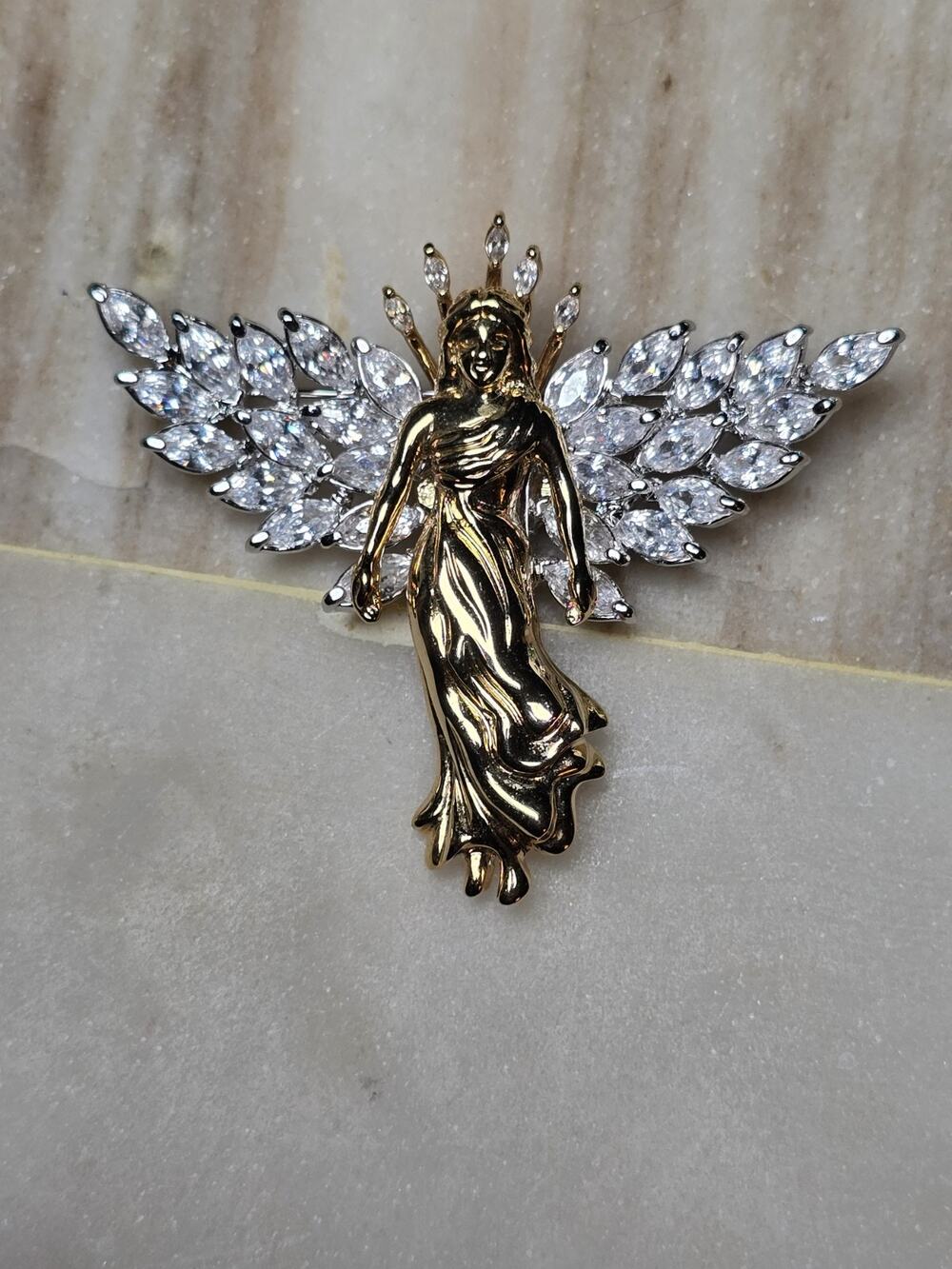 Nolan Miller Angel Brooch Signed Excellent Condition